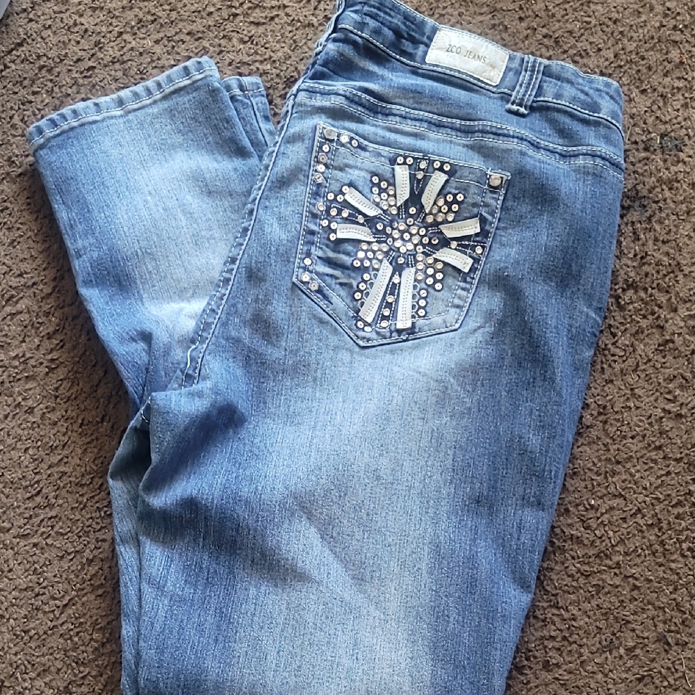 Blue Embellished Women's Jeans
